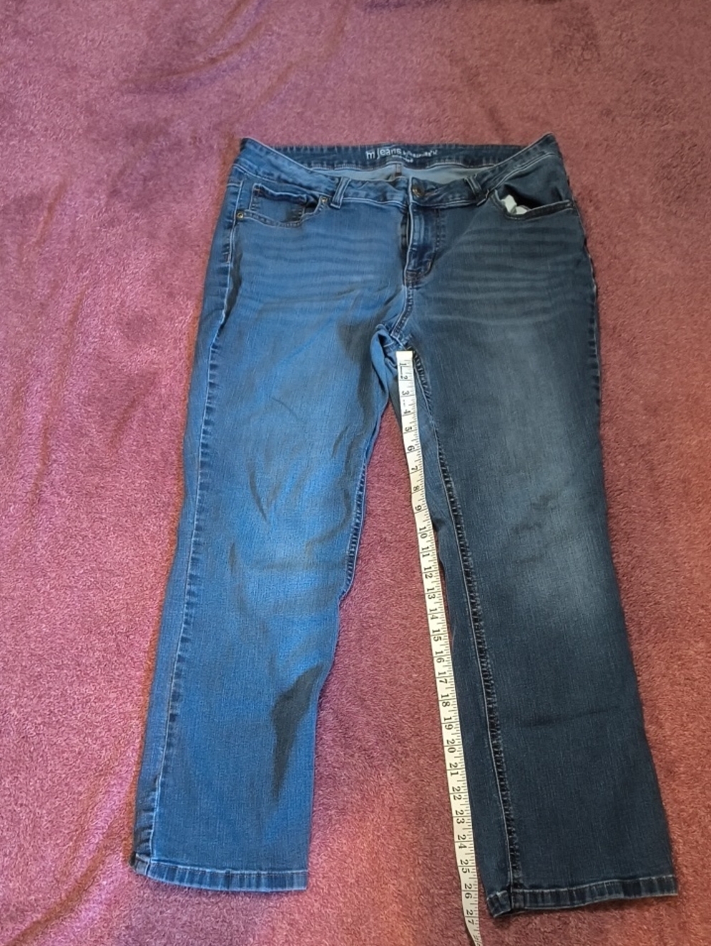 Women’s Straight Leg Jeans in Two-Tone Blue Wash